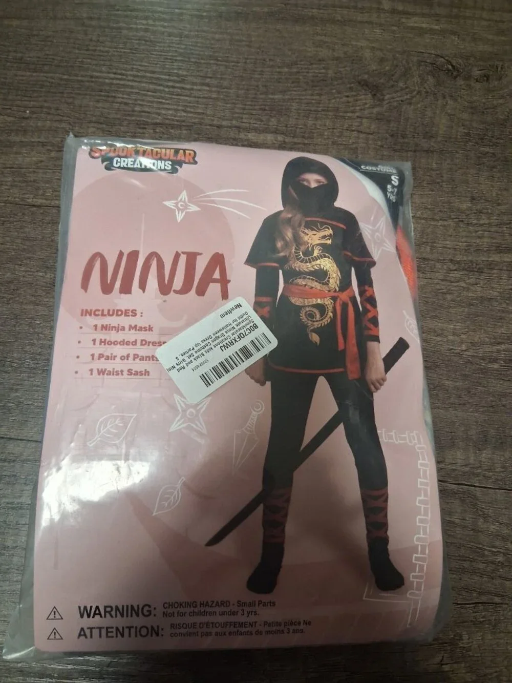 Ninja Costume Halloween Cosplay Girls Size 5-7 Years